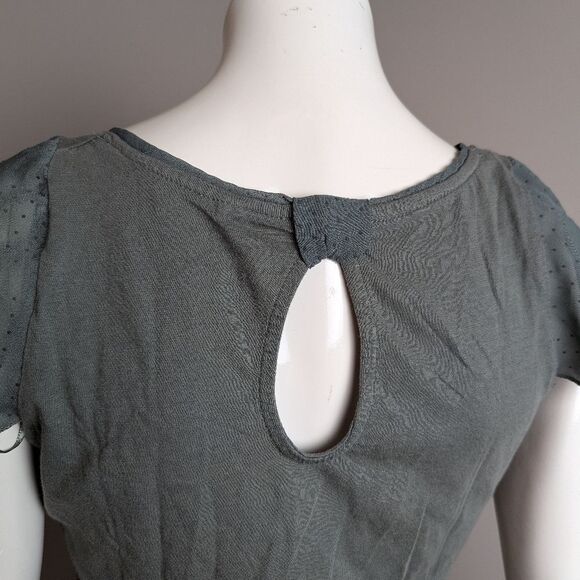 Naf Naf Sheer Sleeve Keyhole Back Top – Size Small - Picture 10 of 12